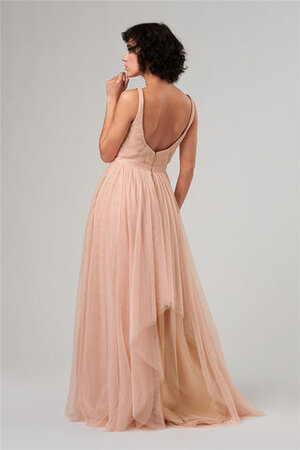 Robe demoiselle d'honneur avec sans manches en satin textile en tulle passionnant longue - Photo 3