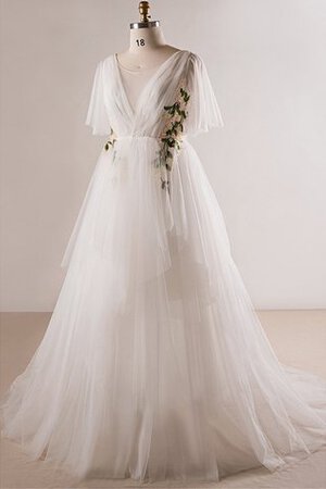Vestido de Novia de Mangas Illusion de Recatado de Cola Barriba de Llamativo - Foto 2