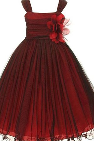 Spaghetti Träger A-Linie Organza Blumenmädchenkleid ohne Ärmeln mit Blume - Bild 1