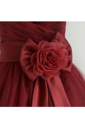 A-Line Empire Taille plissiertes bodenlanges Blumenmädchenkleid mit Rüschen mit Schleife - Bild 2