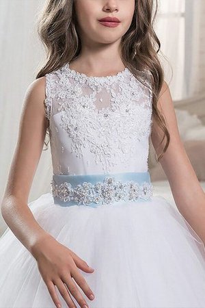 Robe de cortège enfant naturel manche nulle de mode de bal avec fleurs en tulle - Photo 3