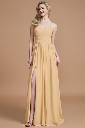 Robe demoiselle d'honneur naturel avec chiffon ruché manche nulle a-ligne - Photo 17