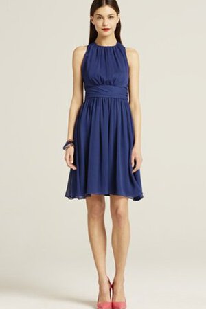 Robe demoiselle d'honneur bref col ras du cou a-ligne manche nulle - Photo 1