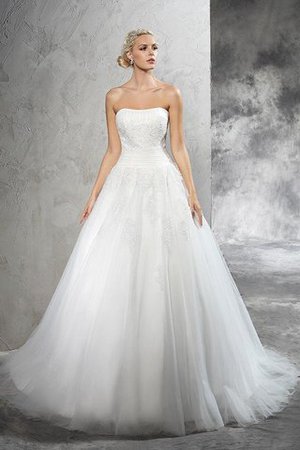 Klassisches Duchesse-Linie Satin Sittsames Brautkleid mit Natürlicher Taille - Bild 4