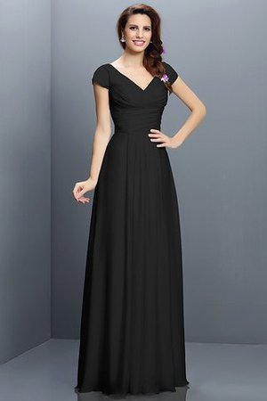 Robe demoiselle d'honneur plissé avec zip en chiffon de princesse a-ligne - Photo 2