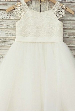 Abito da Cerimonia Bambini A Terra Cerniera in Tulle Naturale con Fiore - Foto 2