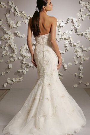 Robe de mariée col en forme de cœur avec fleurs avec broderie avec perle de sirène - Photo 3
