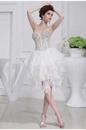 Robe de cocktail bref de princesse avec perle manche nulle en organza - Photo 1