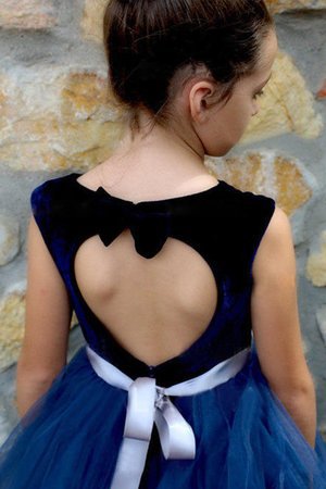 Robe de cortège enfant avec ruban encolure ronde étourdissant avec fleurs naturel - Photo 3