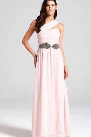 Abito da Damigella con Fusciacca in Chiffon A-Line monospalla Lungo Moderno - Foto 3