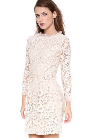 Robe de mariée modeste de col haut encolure ronde avec zip avec manche longue - Photo 3