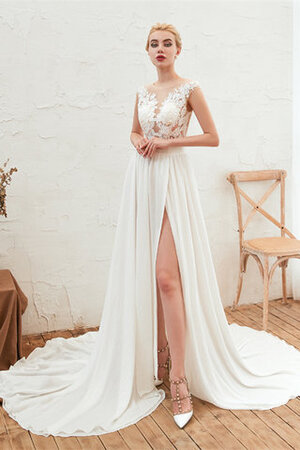 Robe de mariée de col bateau avec zip spécial fouchure jambon longue - Photo 1