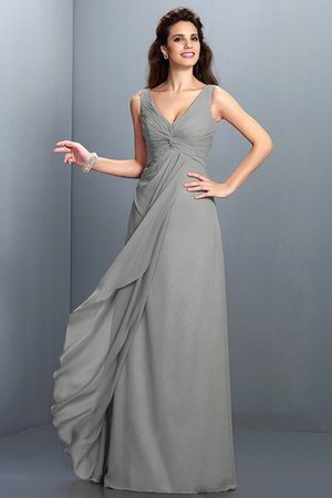 Robe demoiselle d'honneur longue plissage ligne a avec chiffon grandes bretelles - Photo 27