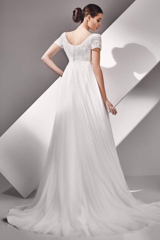 Robe de mariée appliques avec chiffon au bord de la mer col u profond avec perle - Photo 2