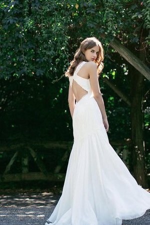 Abito da Sposa retro V-Scollo con Piega Buco Della Serratura Schiena in Chiffon A-Line - Foto 1