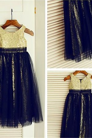 Robe de cortège enfant en tulle encolure ronde avec fleurs avec zip ligne a - Photo 1