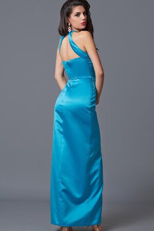 Hoher Kragen enganliegendes Satin bodenlanges Abendkleid mit Blume - Bild 3