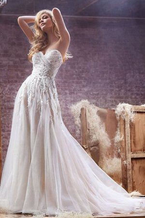 Normale Taille Tüll rückenfreies Herz-Ausschnitt a linie Brautkleid - Bild 1