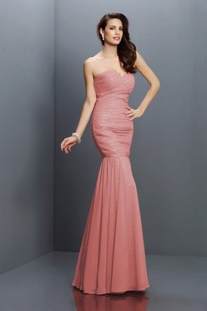 Chiffon Plissiertes Bodenlanges Brautjungfernkleid mit Herz-Ausschnitt mit Empire Taille - Bild 21