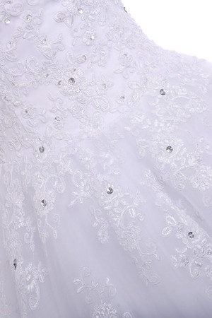 Schulterfrei a linie Kapelle Schleppe schwingendes formelles Brautkleid mit Kristall - Bild 4