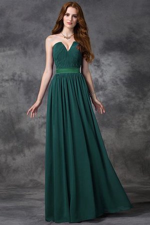 Robe demoiselle d'honneur longue manche nulle de col en cœur avec chiffon a-ligne - Photo 8