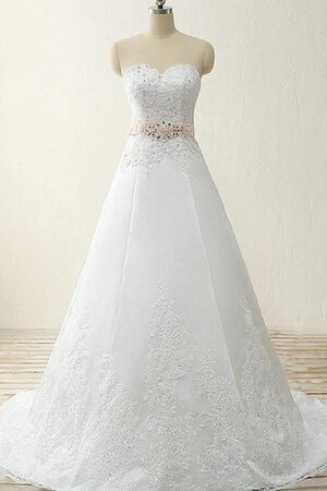 A linie Sweep Zug bodenlanges langes Brautkleid mit Herz-Ausschnitt mit Perlen - Bild 1
