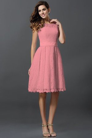 Schaufel-Ausschnitt Prinzessin A-Line Knielanges Brautjungfernkleid mit Bordüre - Bild 28