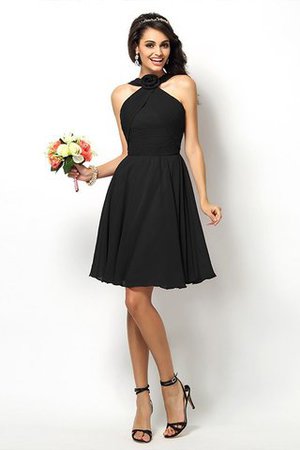 Robe demoiselle d'honneur naturel bref de col haut ligne a de princesse - Photo 2