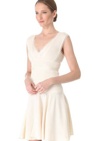 Abito da Sposa Senza Maniche con Piega con Increspato V-Scollo Naturale in Chiffon - Foto 3