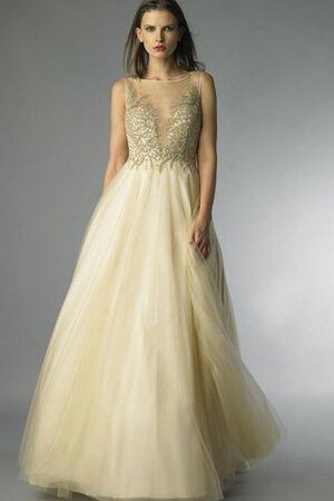 Robe de bal naturel ligne a avec sans manches de col bateau textile en tulle - Photo 1