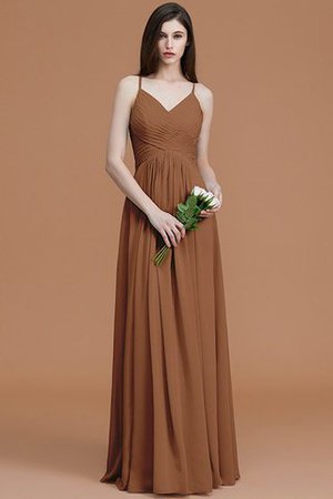 Robe demoiselle d'honneur naturel de princesse ruché avec chiffon avec sans manches - Photo 10