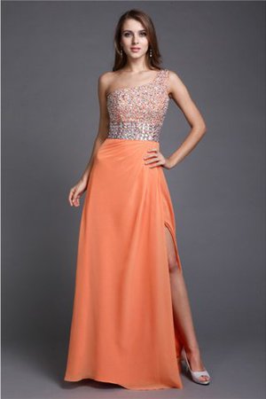 One Schulter Reißverschluss Chiffon Enganliegendes Abendkleid mit Perlen - Bild 1