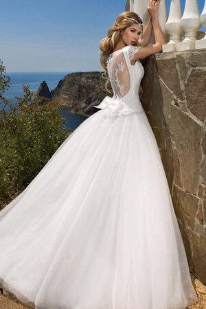 Vestido de Novia en Tul de Cola Corte de Hasta el suelo de Mangas Illusion de Largo - Foto 3