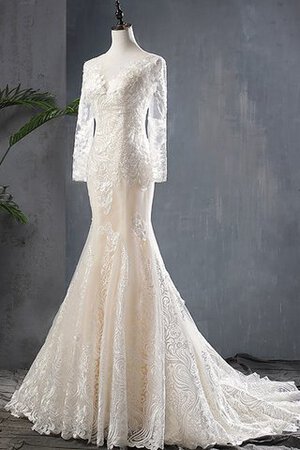 Abito da sposa allacciato splendente lunghi sirena a terra naturale - Foto 4
