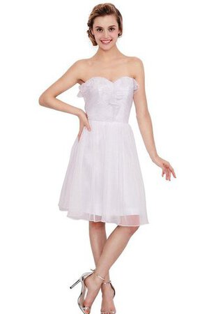 Chiffon A-Linie plissiertes normale Taille Jugendweihekleid mit Reißverschluss ohne Ärmeln - Bild 1