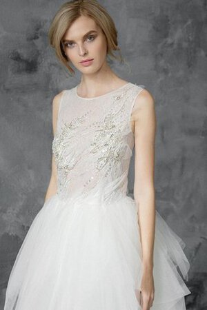 Plissiertes Tüll Juwel Ausschnitt einfaches romantisches Brautkleid mit Knöpfen - Bild 5