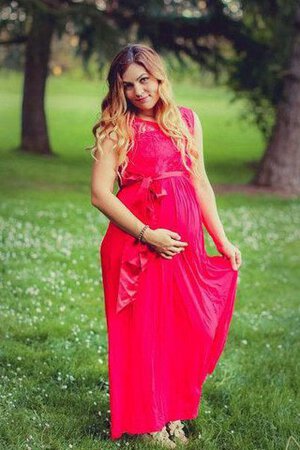 Vestido de Dama de Honor de Corte-A en Gasa de Escote redondo de Hasta el suelo - Foto 3