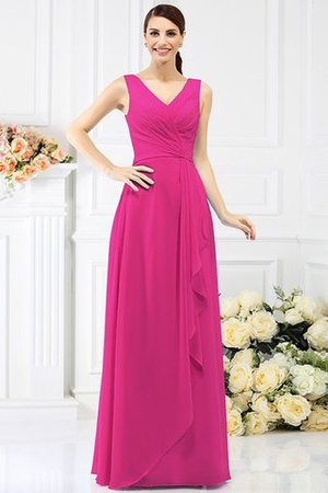 Robe demoiselle d'honneur longue de fourreau en chiffon avec perle v encolure - Photo 11