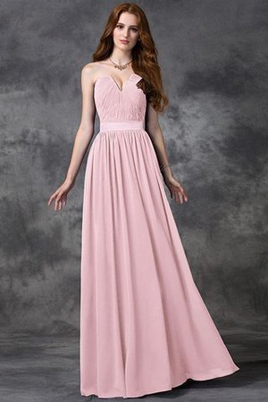 Robe demoiselle d'honneur longue manche nulle de col en cœur avec chiffon a-ligne - Photo 21