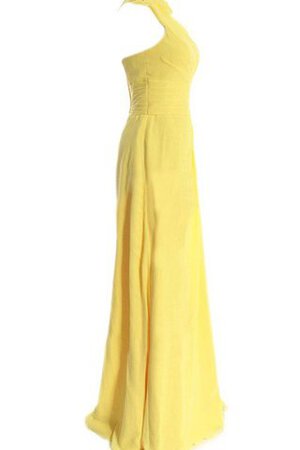 Robe demoiselle d'honneur d'épaule asymétrique ligne a avec fleurs manche nulle en chiffon - Photo 2