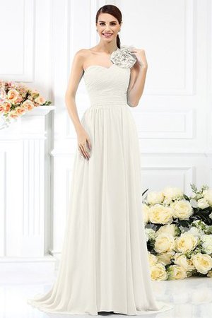 Robe demoiselle d'honneur plissage avec fleurs avec chiffon ligne a au drapée - Photo 16