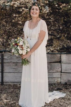 A linie Spitze Reißverschluss Ärmelloses bescheidenes Brautkleid aus Chiffon - Bild 2