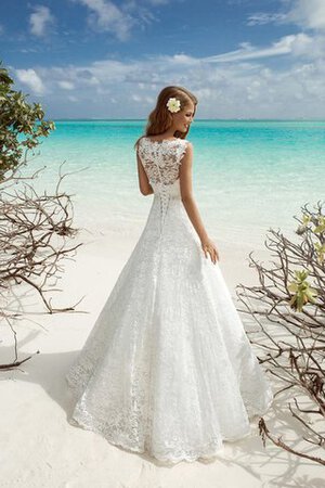 Seeküste Ärmelloses A-Linie Elegantes Brautkleid mit Rücken Schnürung mit Applike - Bild 3