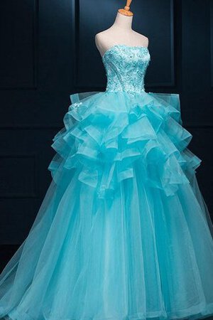 Herz-Ausschnitt Spitze Perlenbesetztes Quinceanera Kleid mit Rücken Schnürung mit Rüschen - Bild 3