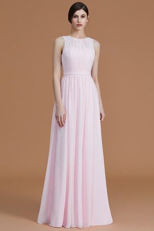 Gerüschtes Natürliche Taile Reißverschluss Bodenlanges Brautjungfernkleid aus Chiffon - Bild 2