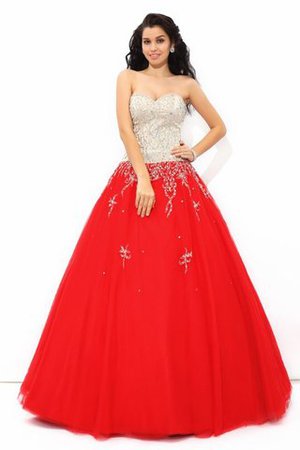 Ärmelloses Satin Anständiges Formelles Quinceanera Kleid mit Rücken Schnürung - Bild 3