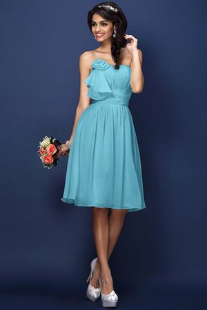 Drapiertes Natürliche Taile Plissiertes Brautjungfernkleid aus Chiffon ohne Ärmeln - Bild 3