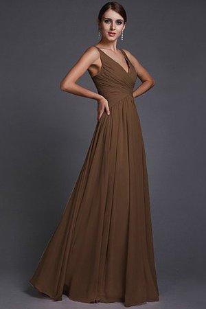 Normale Taille A Linie V-Ausschnitt Prinzessin Bodenlanges Brautjungfernkleid - Bild 2