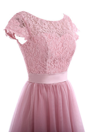 Abito da Sera A-Line Fancy Romantico Pomposo in Chiffon con Ricamo con Manica Corte - Foto 6