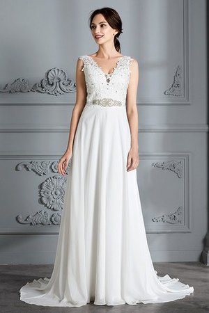 Prinzessin Ärmelloses Normale Taille V-Ausschnitt Einfaches Brautkleid - Bild 1
